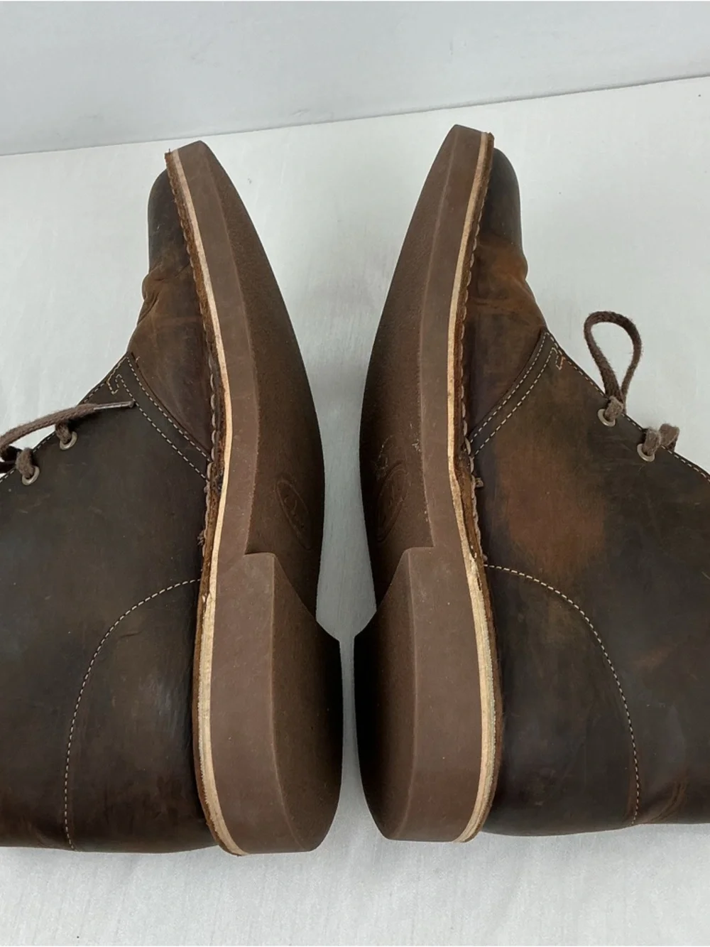 Clarks Mens Distressed Leather Chukka Boots Lace Up Brown 8M